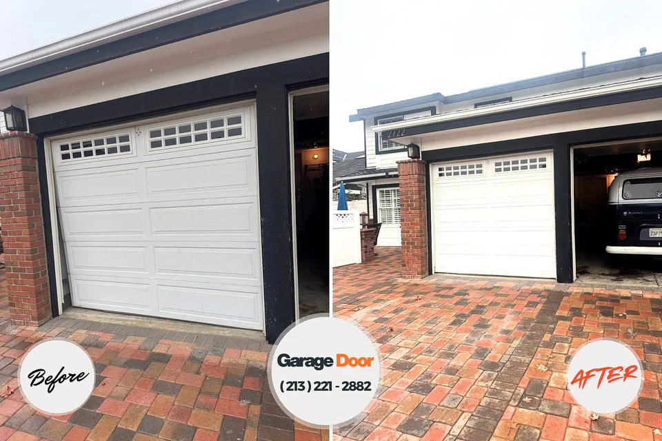 Before and after: garage door repair Lake Royale, NC